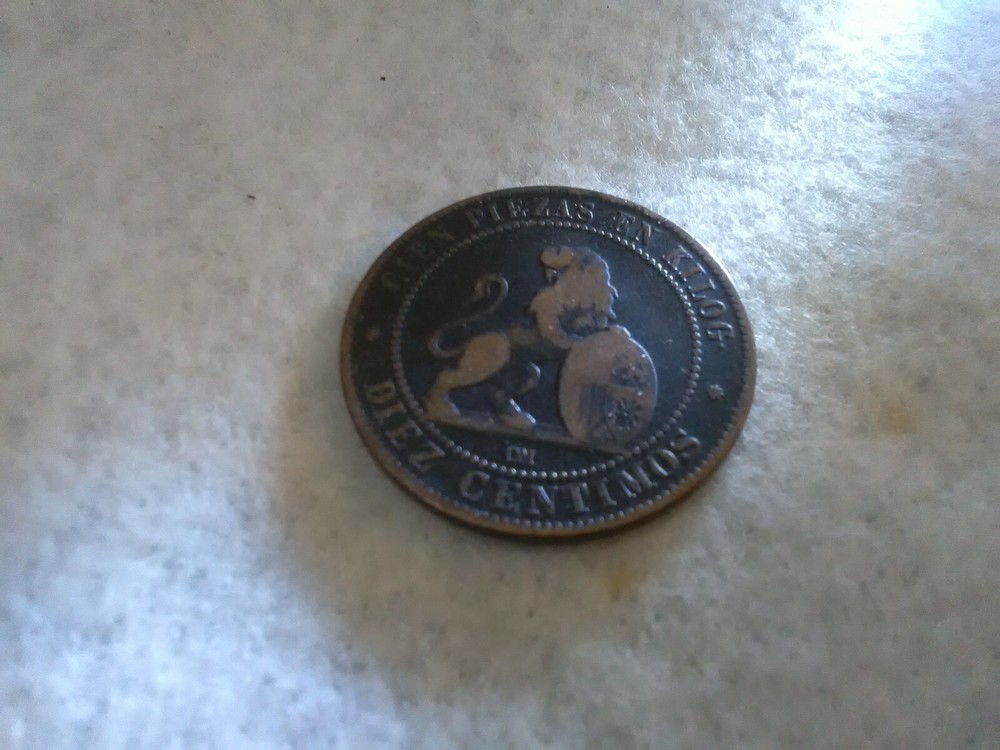 2/24D Spain 10 Centimos 1870 OM