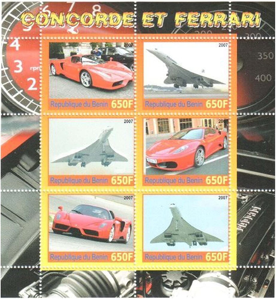 Car and plane 2007 MNH stamp sheet