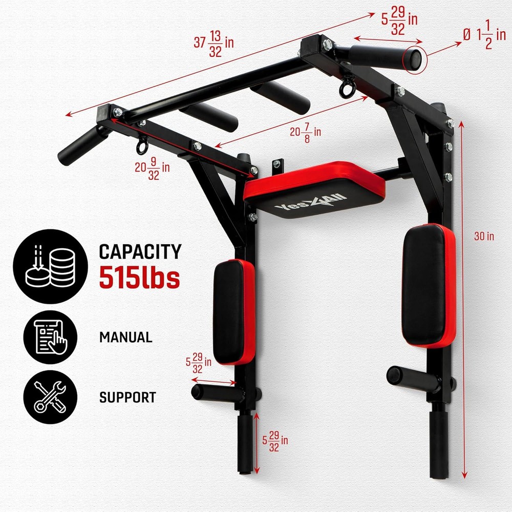 Yes4All Multifunctional Wall A. Mounted Pull Up Bar
