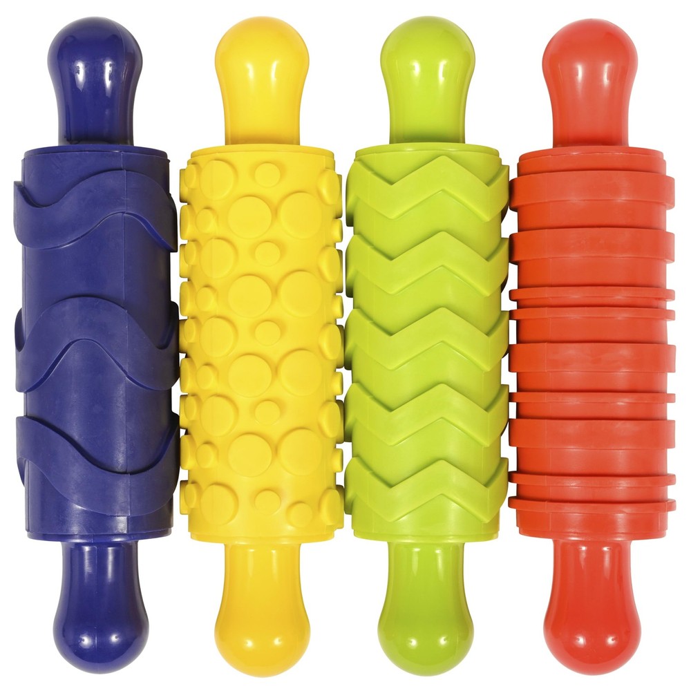 Ready 2 Learn Paint & Dough Texture Rollers - Set of 4 Patterns - Playdough...