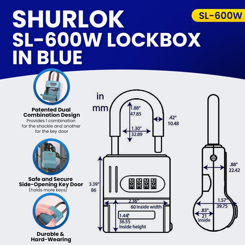 SL-600W Numbered Key Storage Combination Lock Box, Blue, Wall Mount, Safe, Code