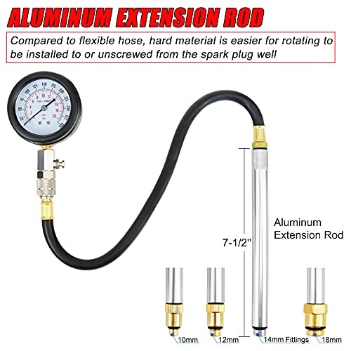 Engine Compression Tester Gauge Kit Cylinder Test Pressure Gage Tool Red Case