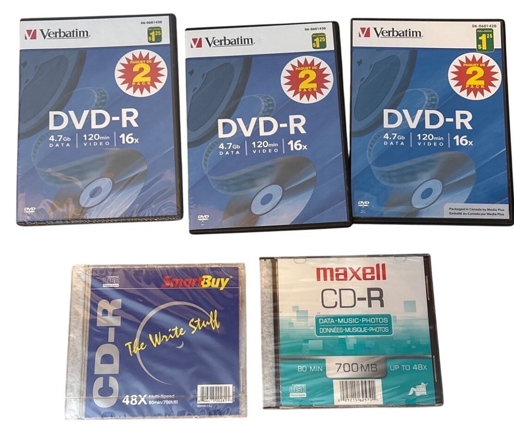 Assorted DVD-R Blank Bundle Maxell SmartBuy Verbatim