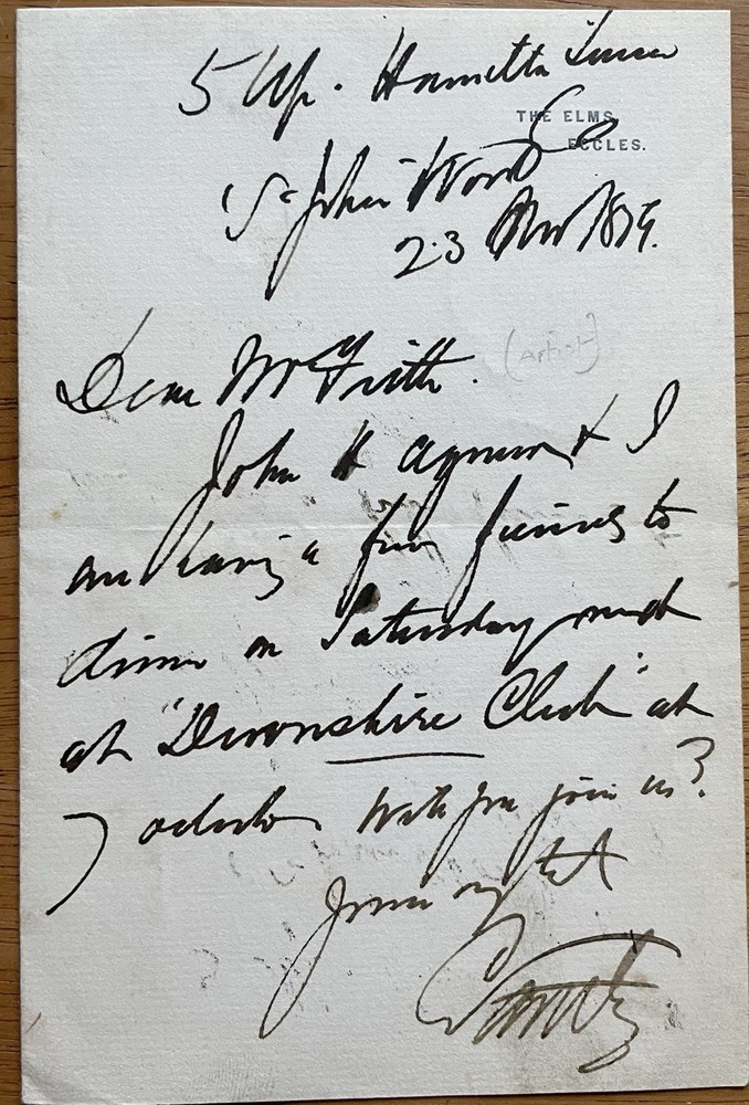 English Opera Singer Sir Charles Santley Autograph Letter