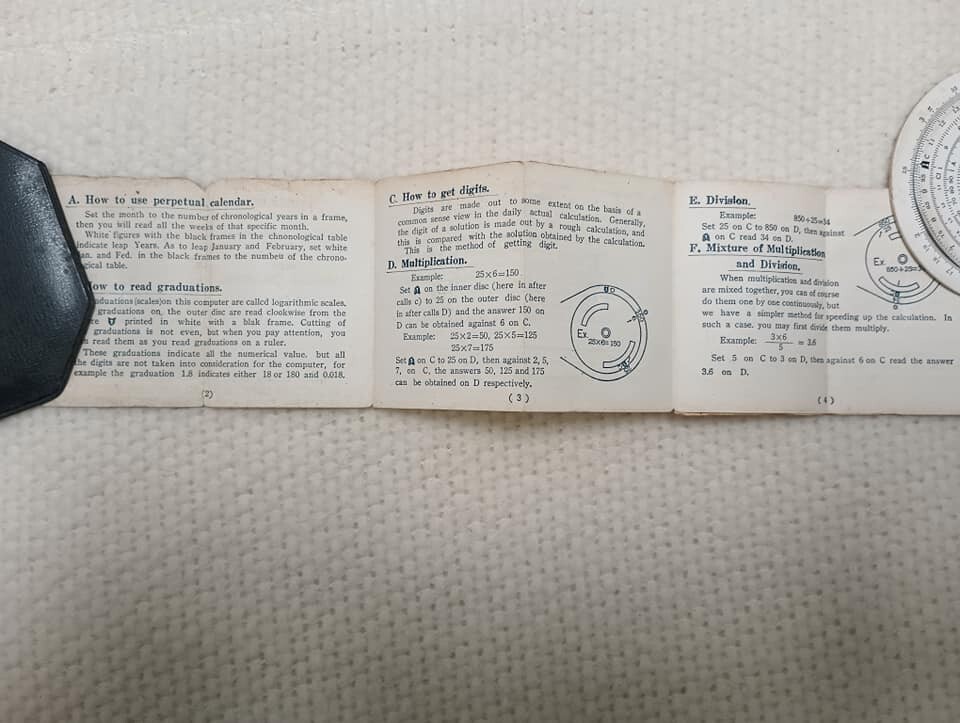 VINTAGE ANTIQUE CONCISE CIRCULAR SLIDE RULE No. 28