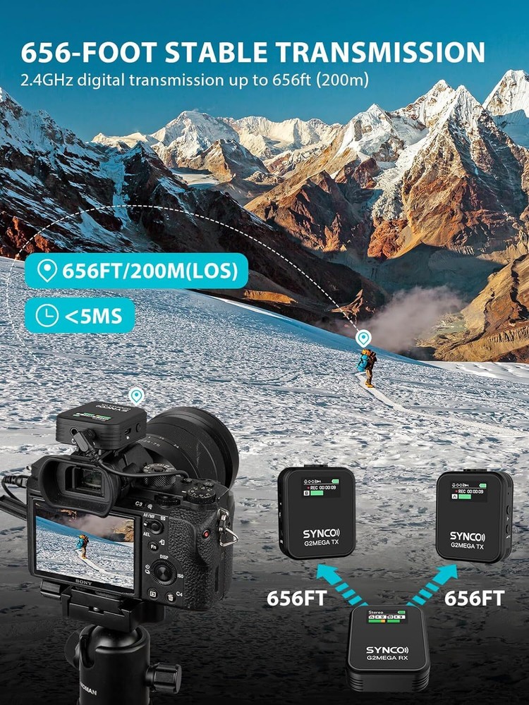 SYNCO G2A2 MEGA Wireless Microphone With Charging Case & 8GB Storage Onboard