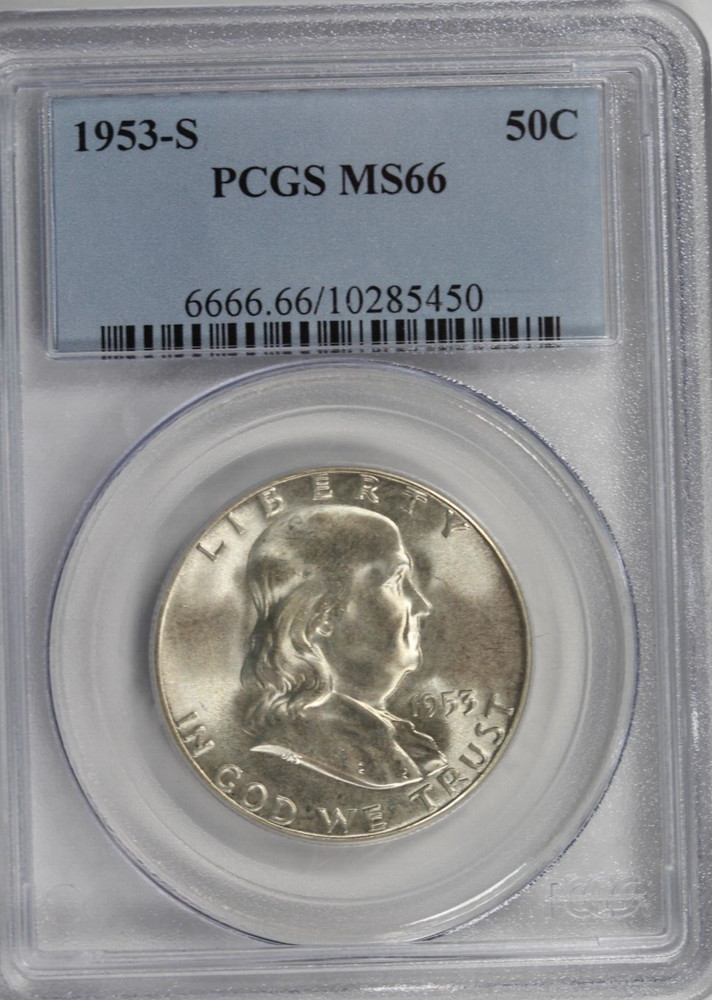 1953-S Franklin Half Dollar : PCGS MS66