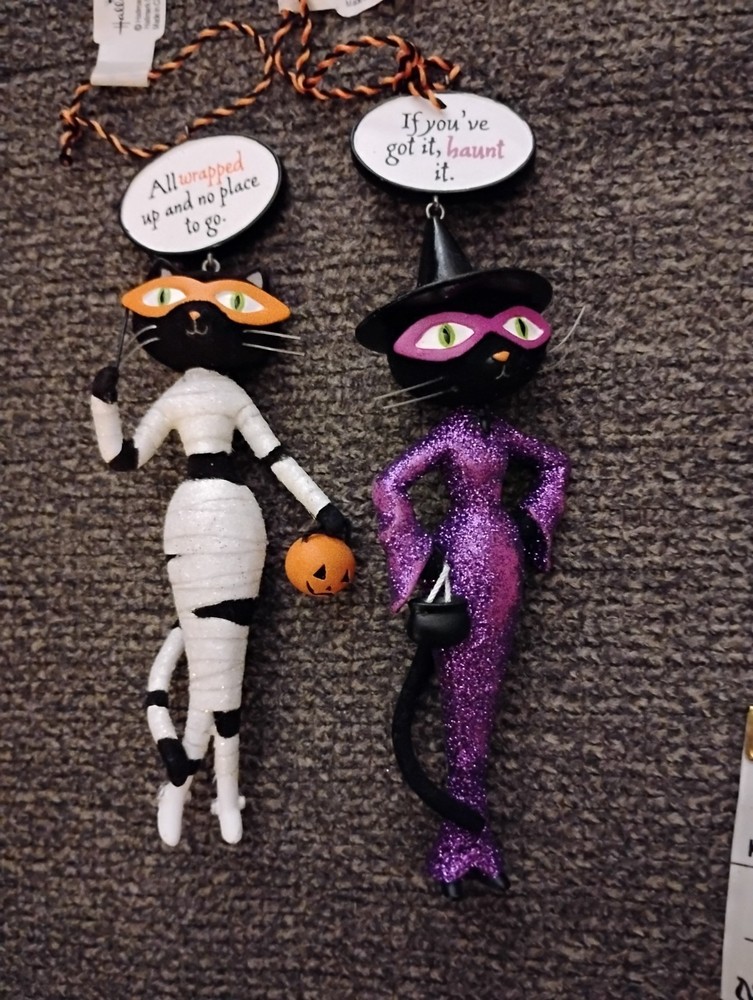 Hallmark Halloween Cat Ornaments Set Of 2