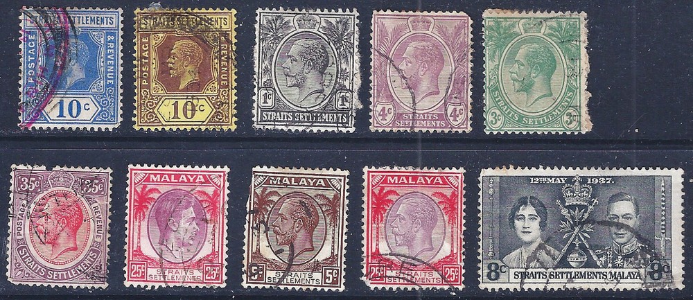 Straits Settlements Stamps - 10 Used