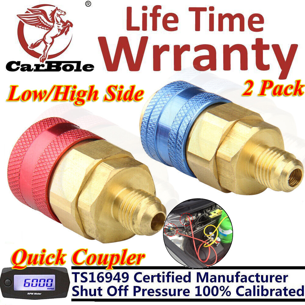 2 A/C HVAC Automotive Air Conditioning Quick Coupler Low High Side Freon Adapter
