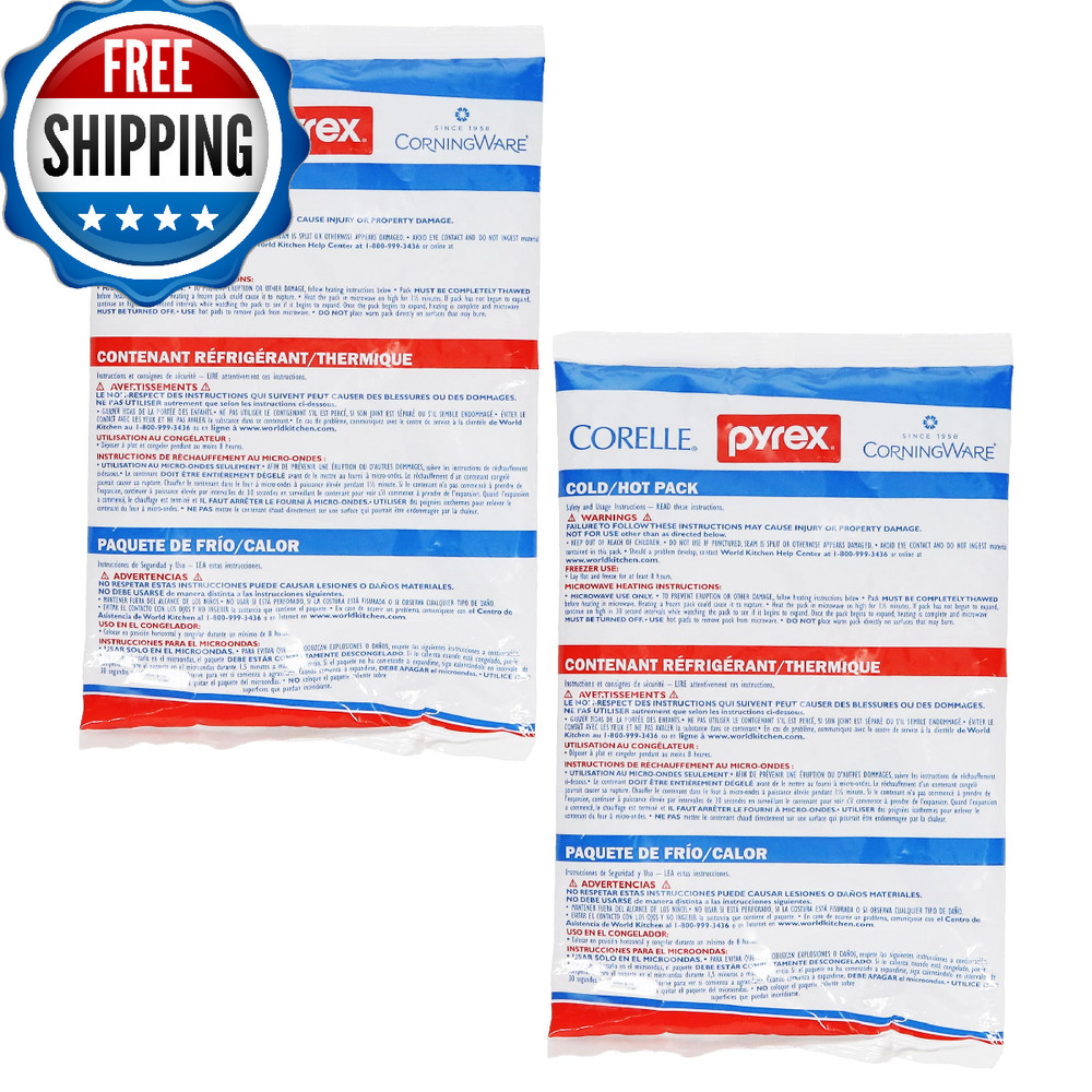 Pyrex Portable Large Cold Hot Pack 2-Pack - Made in USA