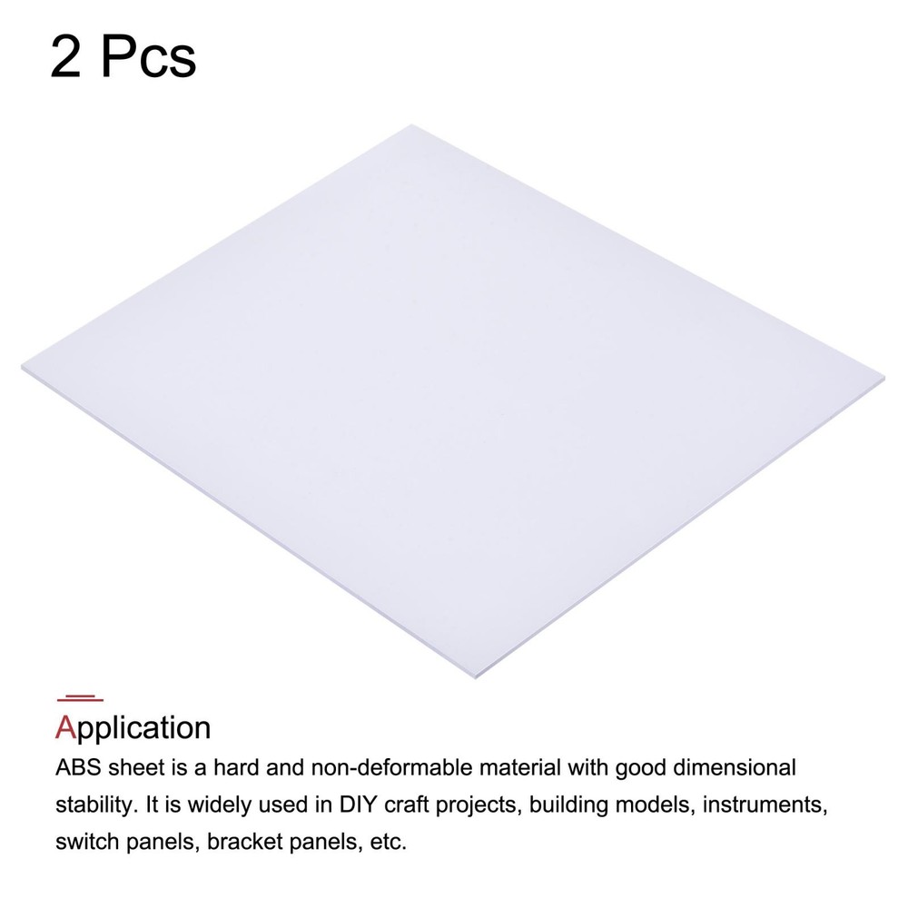White ABS plastic sheet 10x8x0.04 inches, panel, 2pcs