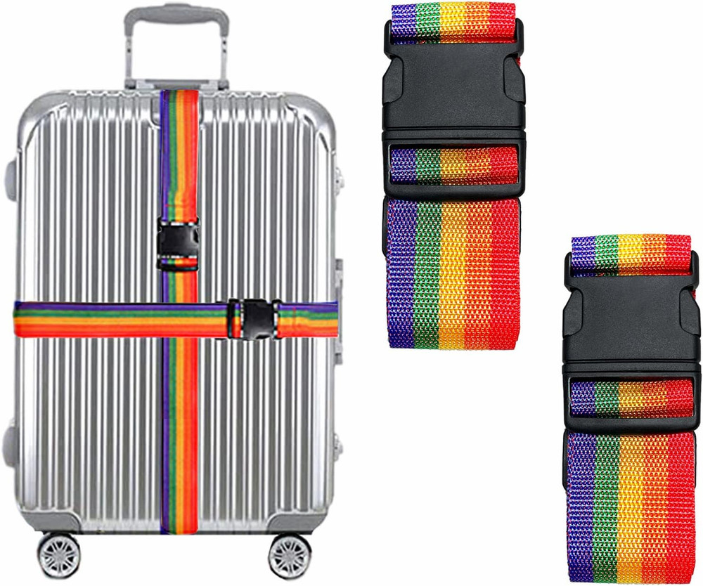2 Pack Suitcase Belts, Adjustable Luggage Straps with Quick Release Buckle