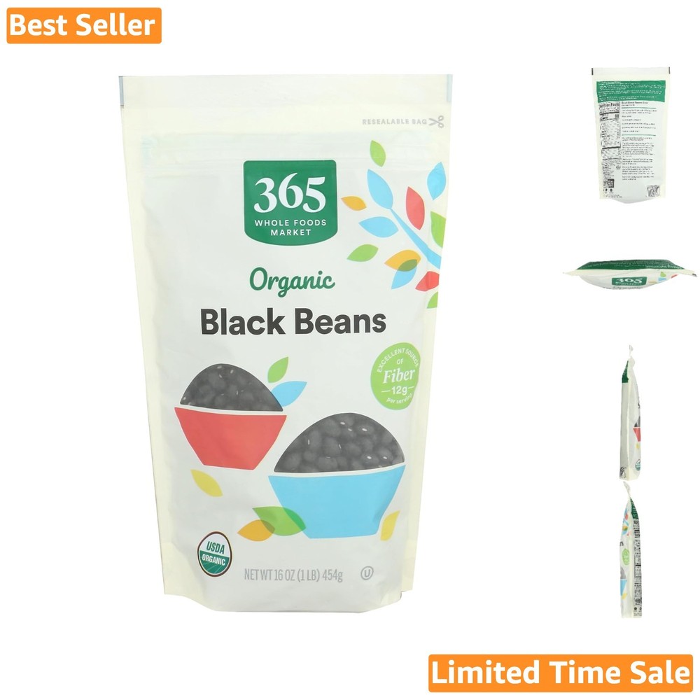 USDA Organic Black Beans 16oz – Low Sodium, Nutritious & Versatile Ingredient