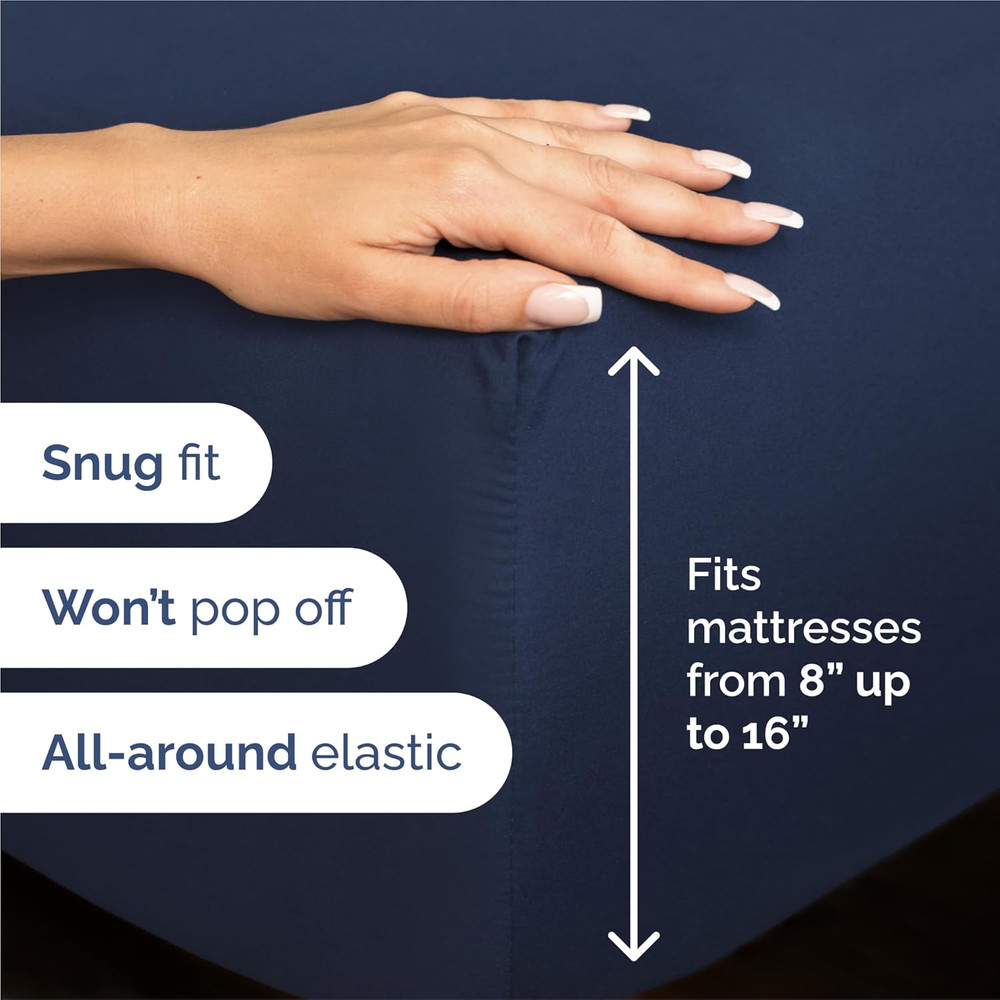 Navy Blue Split King Bed Sheets Set - 4 & 6 Piece Bundle by