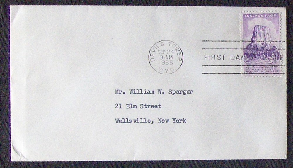 USA FDC SC #1084 3¢ DEVILS TOWER 1956.