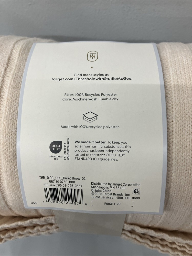 Threshold Cream Throw Studio McGee 50" x 60" Sweater Blanket Polyester