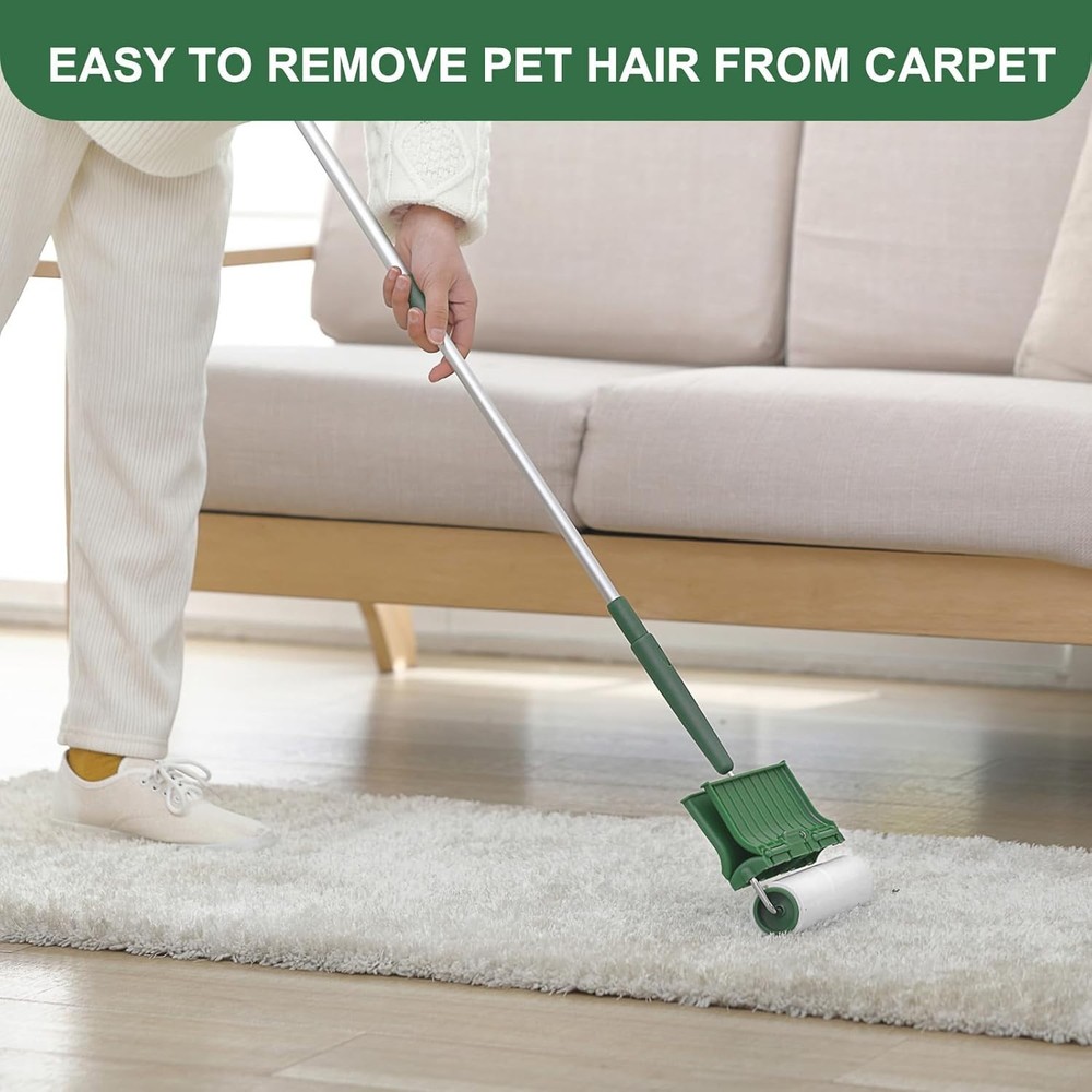 Portable Extra Sticky Lint Roller with 6.3'' Wide Surface & Long Handle