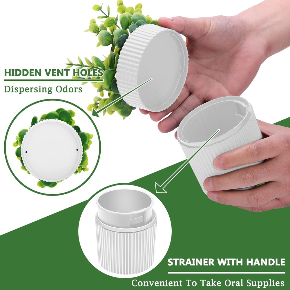 Denture Bath, Invisible Denture Case Designed As Artificial Eucalyptus Potted...