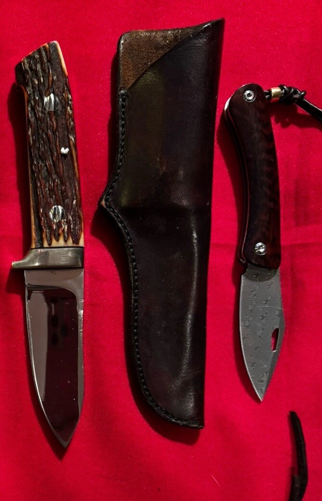 Fine SID BIRT Vintage Handmade Knife-Hunter/Skinner Blade-Nice Stag-CustomSheath