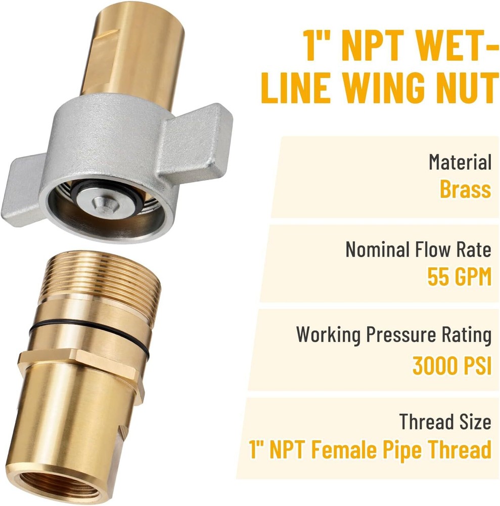 1 Inch Wet Line Wing Nut Hydraulic Screw Coupler / Coupling Set - NPT
