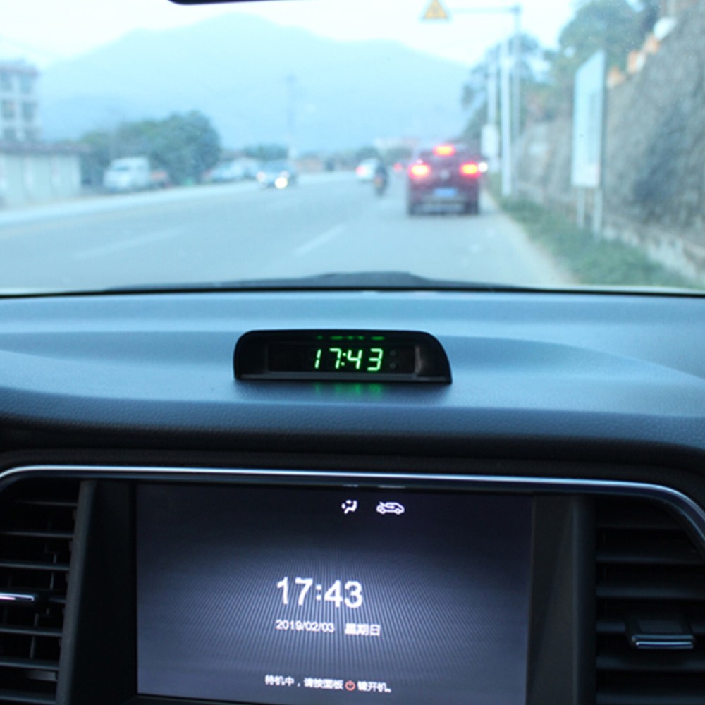 Car Interior Dashboard Clock Watch Time Digital Thermometer For Long Driving