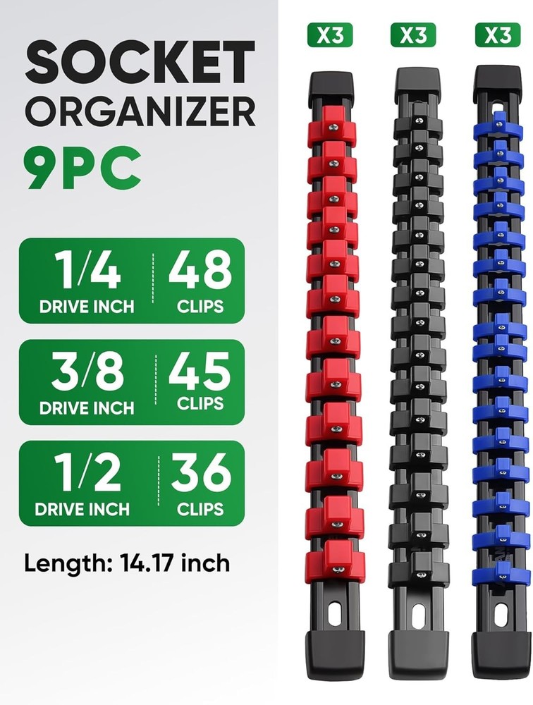 Lightweight Socket Organizer, 129 Socket Capacity