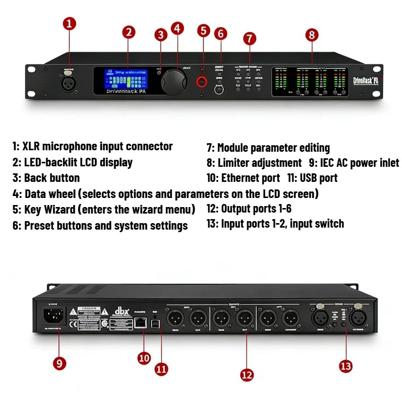 New PA2 Audio Processor Speaker Management System Loudspeaker 2 Input 6 Output
