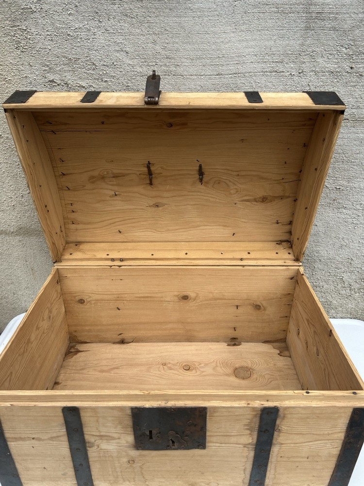 Antique Pine Dome Trunk Chest