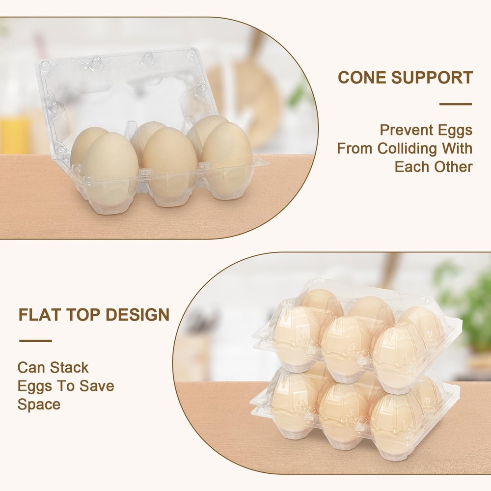 100 Pack Egg Cartons 6 Count - Medium Egg Cartons Cheap Bulk - Half Dozen Egg...