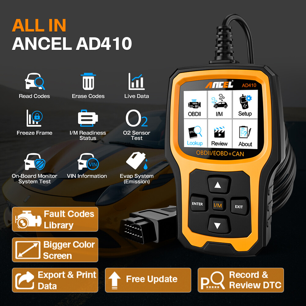 ANCEL AD410 OBD2 Scanner Car Check Engine Code Reader + Protective Storage Bag