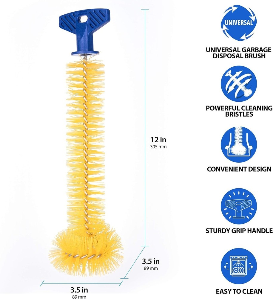 Universal Garbage Disposal Brush, Sturdy Grip Handle, 11-Inches,Yellow