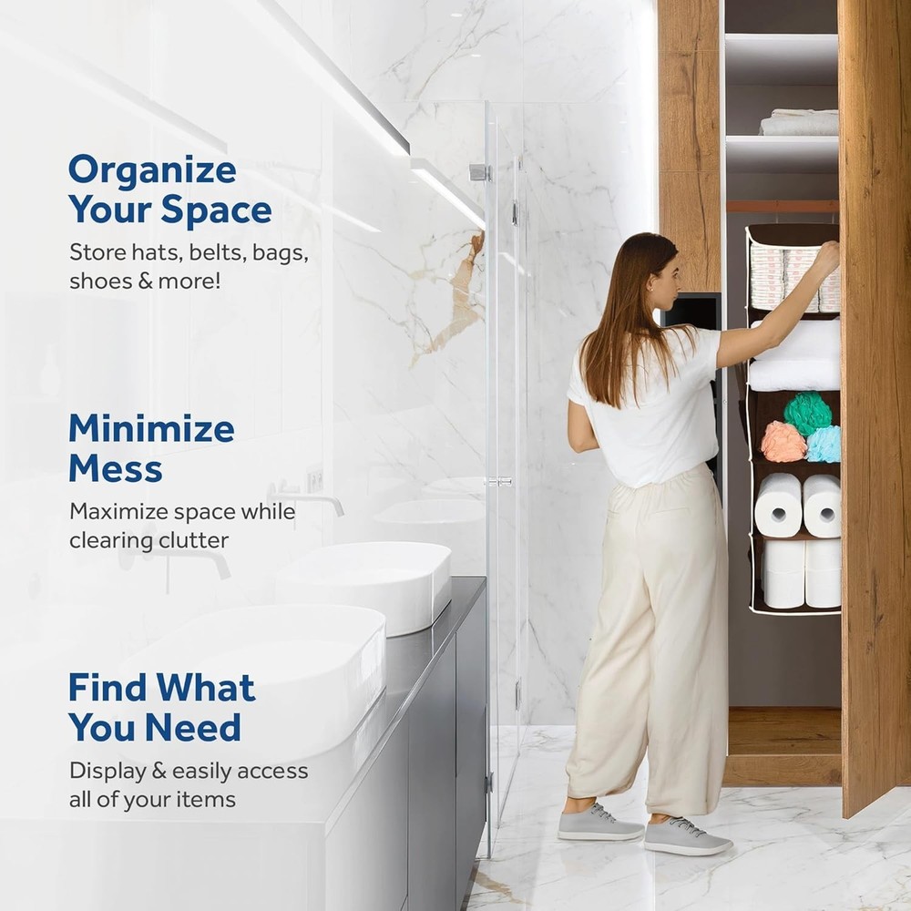 5-Shelf Hanging Closet Organizer - Stylish Space-Saving Solution for Closets