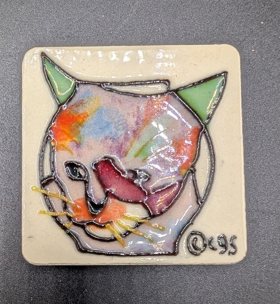 Claudia Sanchez Ceramic Tile Cat Refrigerator Magnet