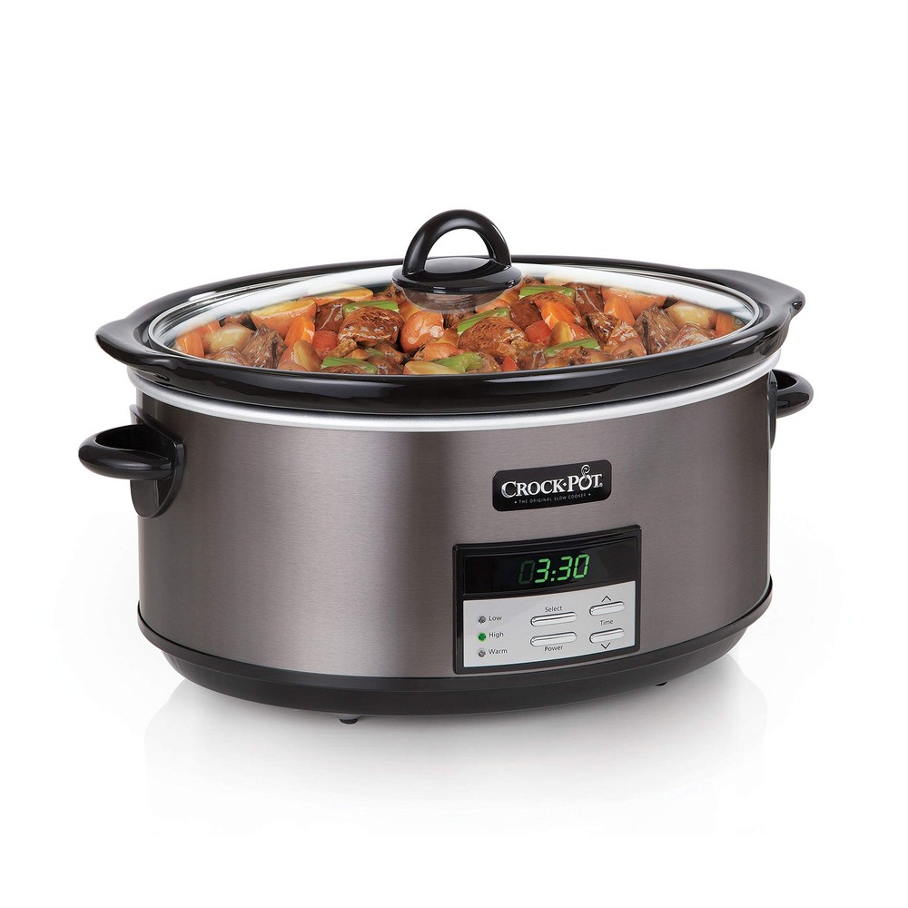 Crock-Pot 8QT Slow Cooker Black 8qt Programmable Stainless Keep Warm