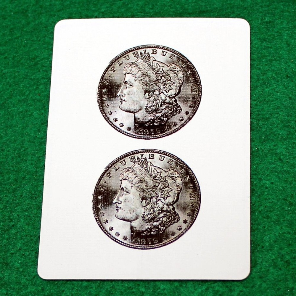 Morgan Dollar (2), Bicycle Printed Gaff Card, Red