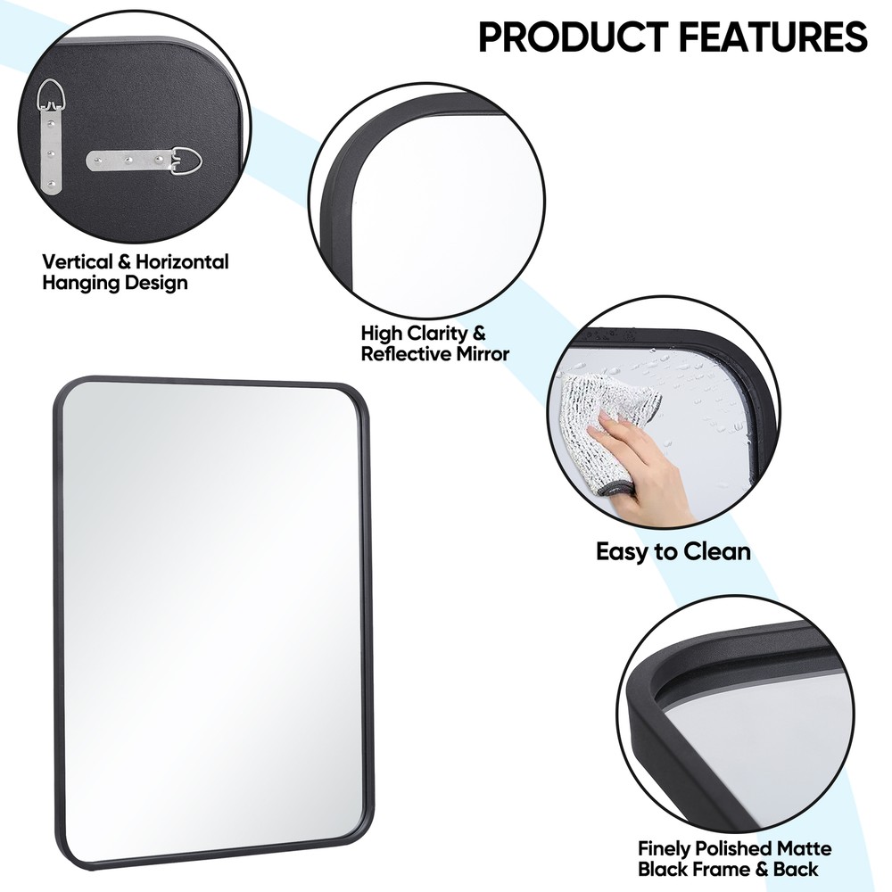 2PCS Wall Mirror for Bathroom Rectangular Metal Framed Vanity Mirror 22" X 30"