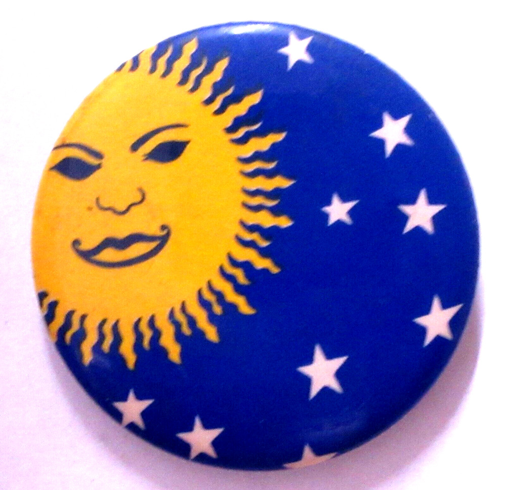 hippie artistic SUN & STARS 1.75" Pinback button fb