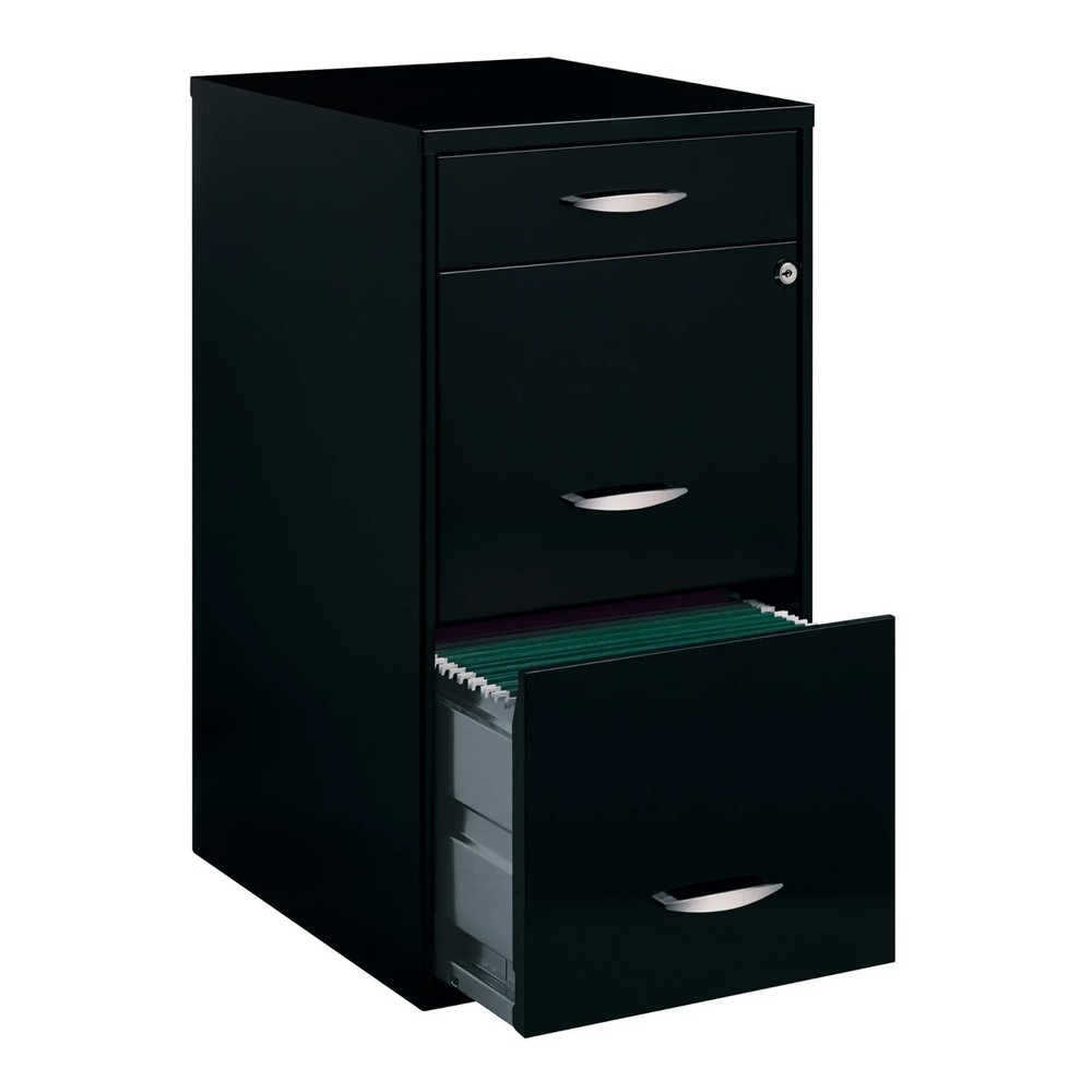 Space Solutions 3 Drawer Letter Width Vertical File Cabinet Pencil Drawer Black