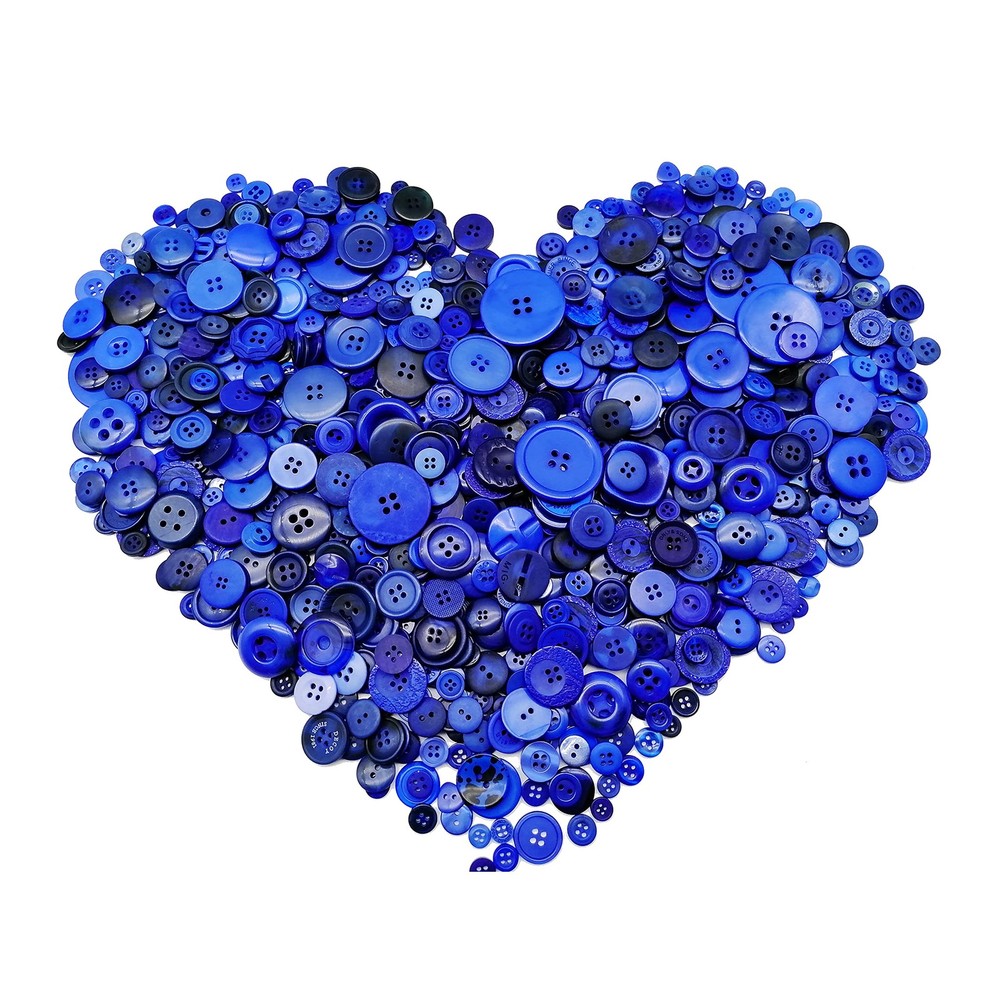600-700 PCS Blue Buttons for Crafts, Assorted Size Sewing Decor Bulk Bundle