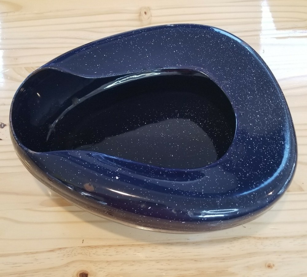 Blue Enamelware Vintage Bedpan