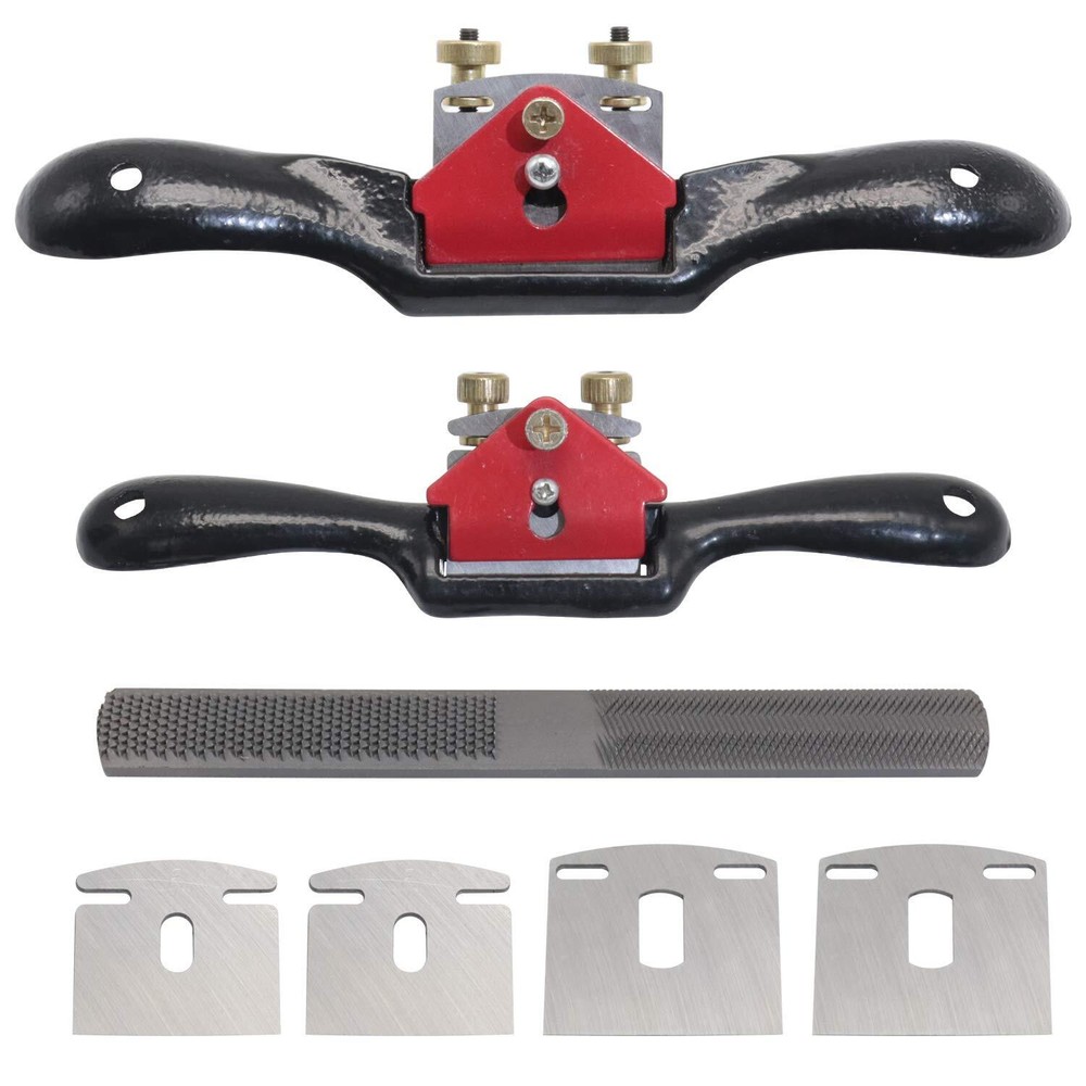2pcs 9" 10" Adjustable Spokeshave with Flat Base, 4pcs Replacement Blades and 4-