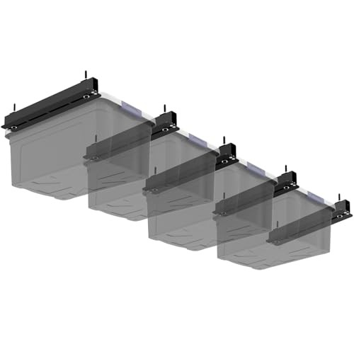 5 Pack Overhead Storage Bin Rack, Ceiling Racks for Utility Bins 4 Bins