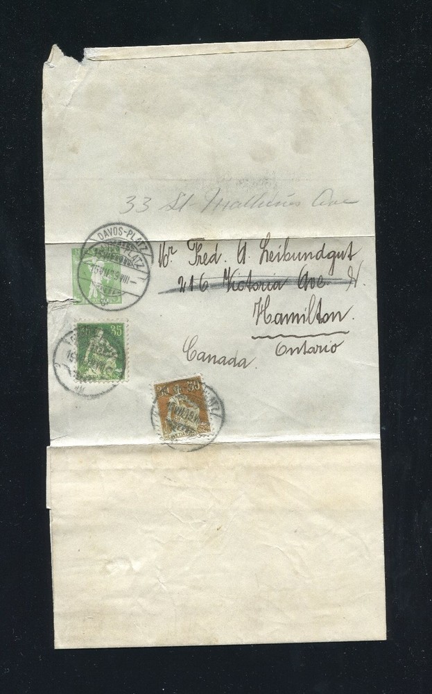 Switzerland 1909 wrapper to Canada.