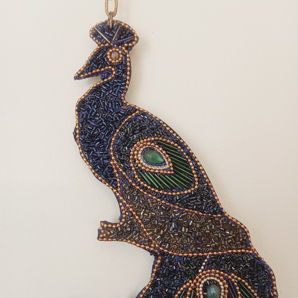 Peacock Beaded Hanging Decor Multi Color Large