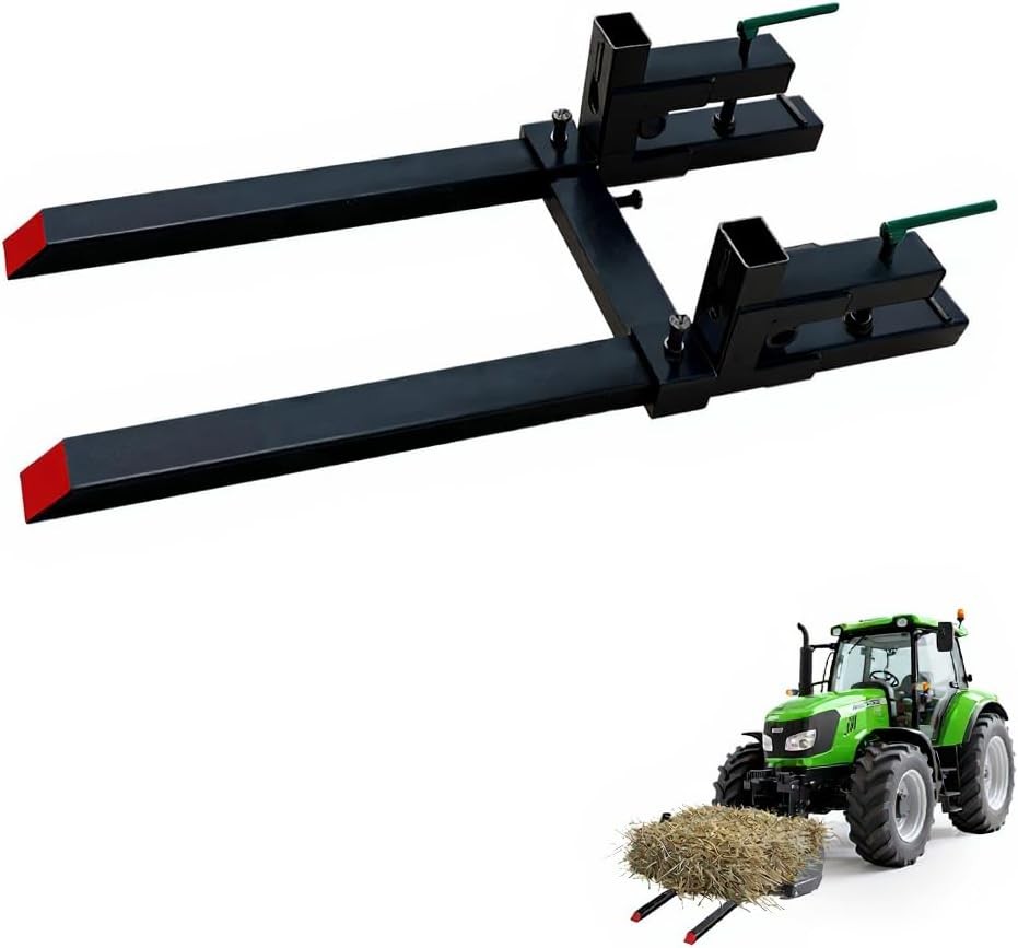 60" Clamp on Pallet Forks 2000lbs for Loader Bucket Tractor with Adjustable Bar