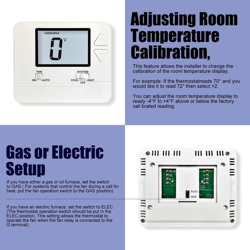 Non-Programmable Thermostats for Home Conventional Single-Stage Systems up to