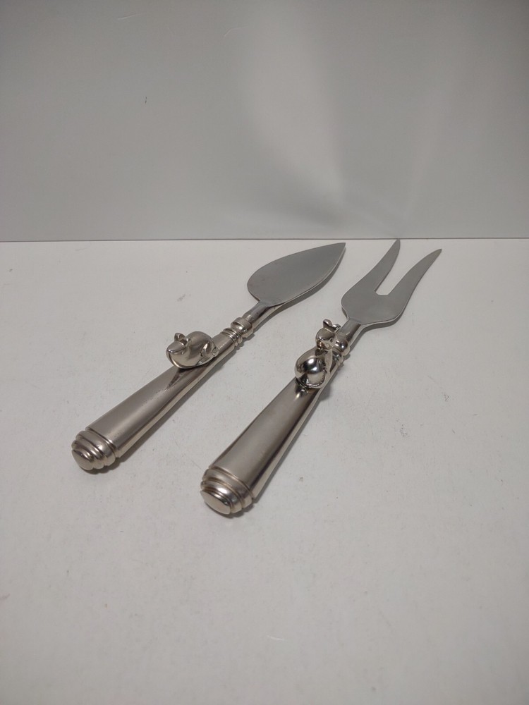 Unique Cheese Fork & Knife Set Chrome Heavy
