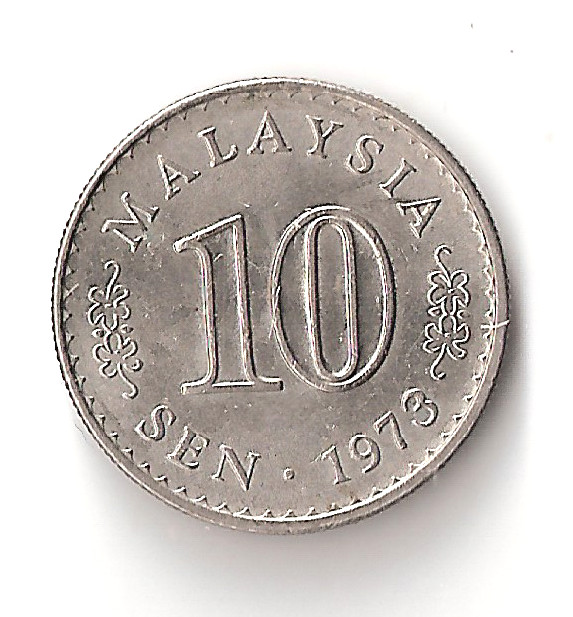 1973 Malaysia 10 Sen Coin