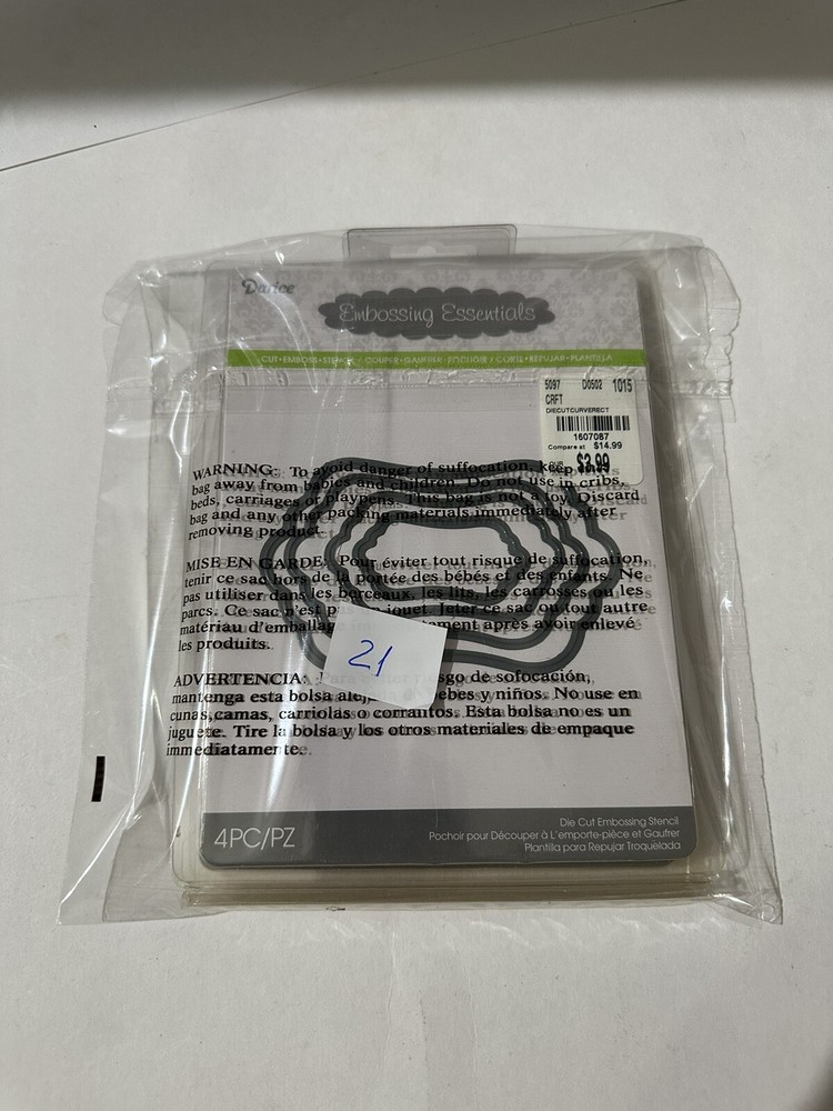 Darice Embossing Essentials Die Cut Stencil Dandelion Nesting Curved Rectangles